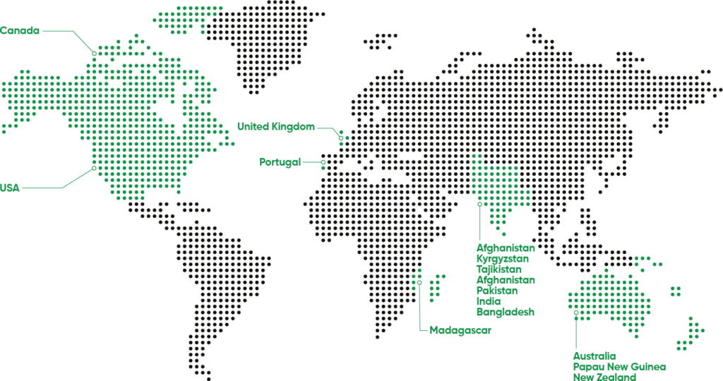 World map of countries where FOCUS is present