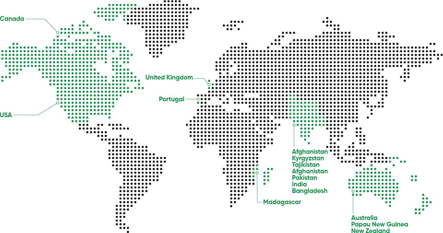 World map of countries where FOCUS is present