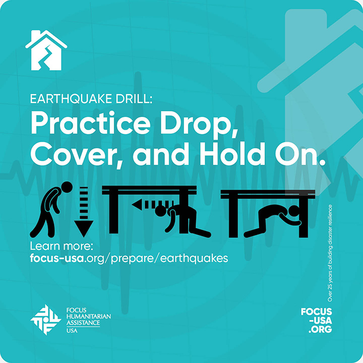 Practice Drop, Cover, and Hold On.