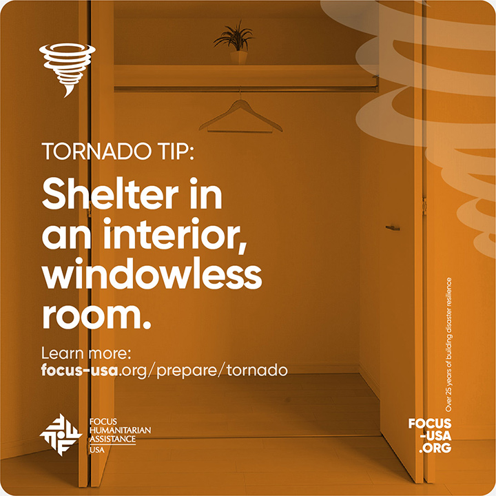 Shelter in an interior, windowless room.